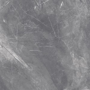 Schwarze Bodenfliese aus Feinsteinzeug, 60x60 cm, mit Marmor-Optik für den Innenbereich.