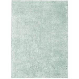 Kayoom Hochflorteppich Bali 110 in Puderblau, 200x290 cm. Flauschiger, einfarbiger Teppich für Wohnräume.