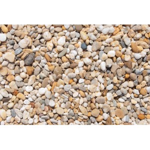 Bunte Flusskiesel, 8-16 mm, ideal für Garten- und Landschaftsbau. Zierkies im 10 kg Sack.