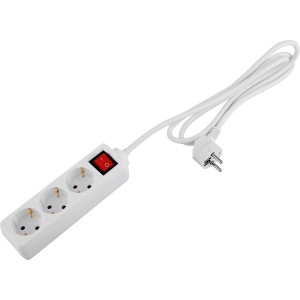 Weiße 3-fach Tischsteckdose mit Schalter und 1,4 m Kabel für den Innenbereich.