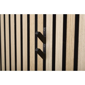 Denpanels 3D Haken, 2er-Set, schwarz, montiert an Akustikpaneelwand.