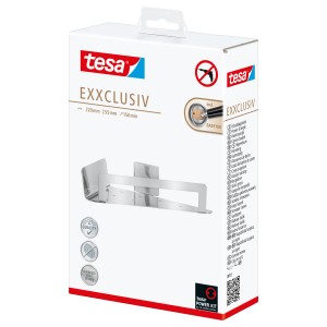 Tesa Eckduschablage Exxclusiv in Edelstahloptik, zur Wandmontage ohne Bohren.