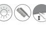 Symbole für Lichtdurchlässigkeit, Reinigung und Bedienung des Gardinia Comfort Move Rollos.