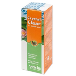 Velda Crystal Clear Teichpflege, orange-grüne Verpackung für 10.000 Liter klares Teichwasser.