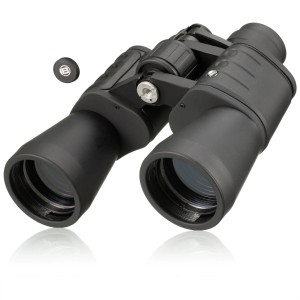 Schwarzes Bresser Hunter 16x50 Fernglas mit hoher Vergrößerung.