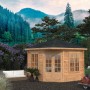 Palmako Holz-Pavillon Melanie, 330x330 cm, braun, mit Fußboden. Gartenlaube aus Fichtenholz mit Doppeltür und Fenstern.