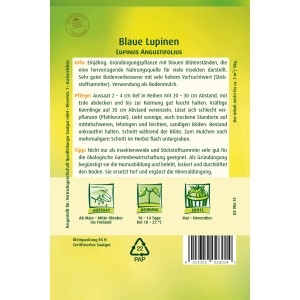Packung Quedlinburger Lupinen Blau, Blumensamen zur Gründüngung und Bodenverbesserung.