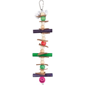 Trixie Vogelspielzeug aus Holz mit Leder, 28 cm, zum Klettern, Spielen und Knabbern.