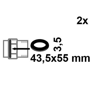 Kirchhoff Gummi Dichtung für 32mm Verschraubung, schwarz, 2er-Set, Maße 43,5x55x3,5mm.