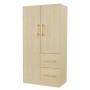 okwish Kleiderschrank mit Doppeltür Schubladen Staufächer Kinder 70x135x40cm Natur_6
