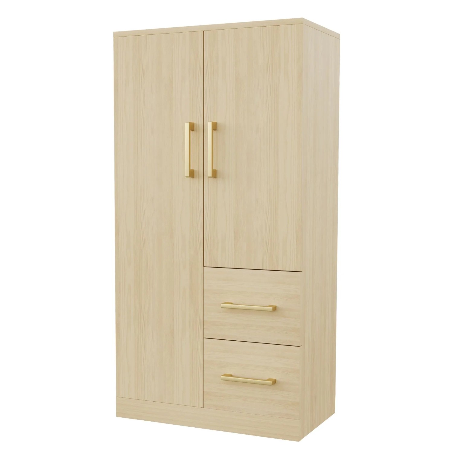 okwish Kleiderschrank mit Doppeltür Schubladen Staufächer Kinder 70x135x40cm Natur_6