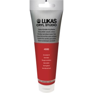 Tube Lukas Cryl Studio Premium Acrylfarbe, 125ml, Zinnoberrot.