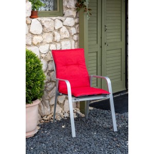 2er-Set rote Beo Sitzauflage Gold Coast für Niedriglehner Gartenstühle, kariert.
