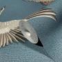 Blaue Marburg Vliestapete mit grafischem Natur-Motiv (Vögel), Rollenansicht.