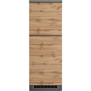 Held Möbel Kühlschrankumbauschrank Turin, 60 cm, Wotaneiche/Graphit, für Einbaukühlschrank.