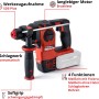 Einhell 18V Akku-Bohrhammer Herocco Solo im Koffer, rot/schwarz, mit SDS-Plus Aufnahme.
