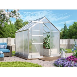 Vitavia Gewächshaus Apollo 3800 aus Alu mit Fundament, 3,8 m² Fläche. Begehbares Garten Gewächshaus.
