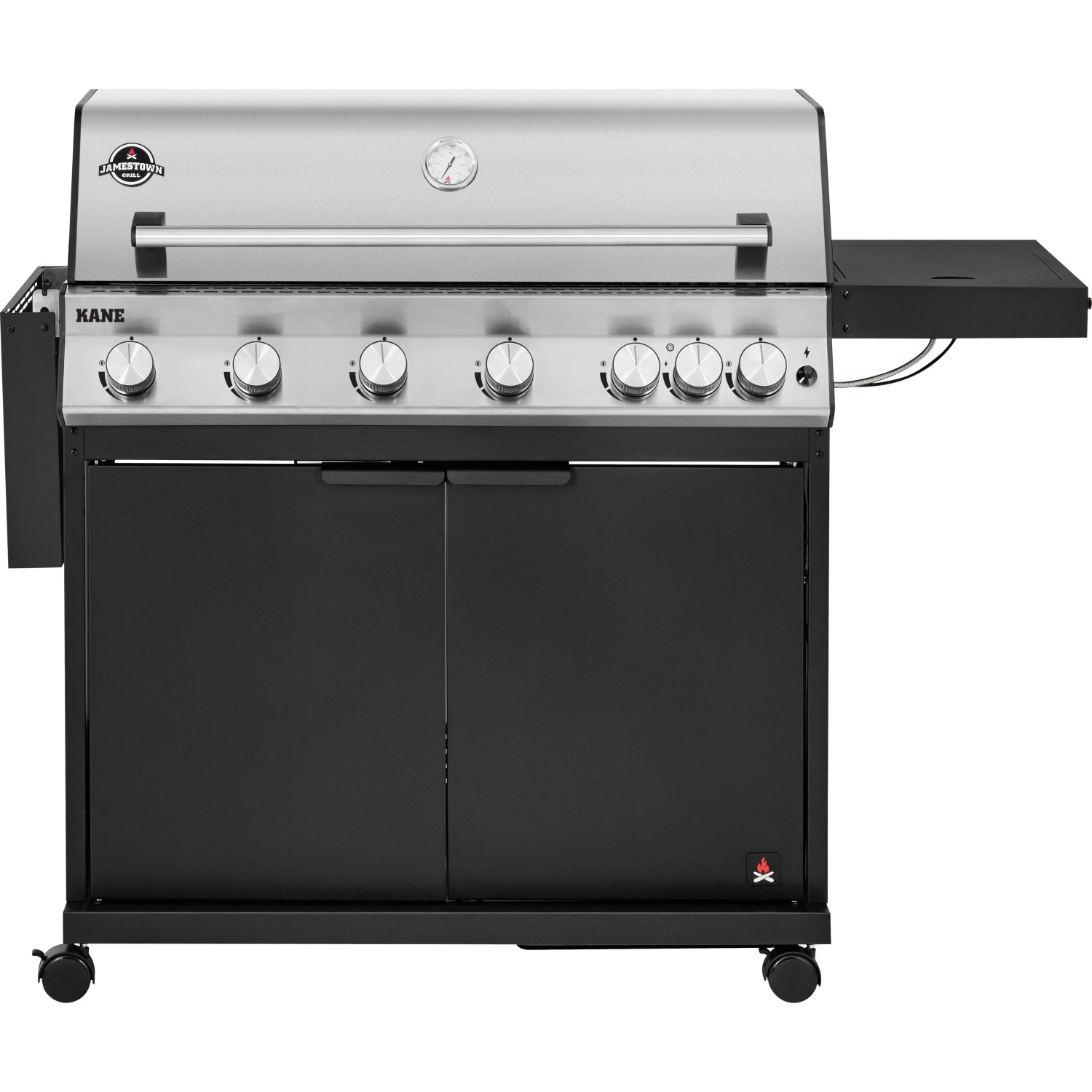 Jamestown Kane 6 Gasgrill mit 6 Brennern, Seitenkocher und Unterschrank.