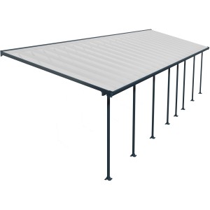Palram Canopia Terrassenüberdachung Feria Anthrazit 3x12.20 mit Polycarbonat-Dachplatten und Aluminiumrahmen.