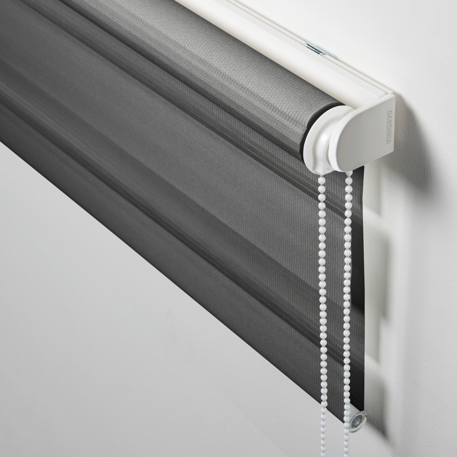 Gardinia Doppelrollo EasyFix, 60x150 cm, anthrazit. Rollo mit transparenten und blickdichten Streifen.