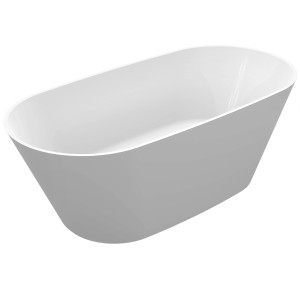 Freistehende Oval-Badewanne, 163 cm, aus Mineralguss in Weiß. Elegantes Design für Ihr Badezimmer.