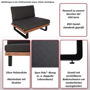 MCW Lounge-Sessel H54 2er-Set, hellbraunes Akazienholz, hellgraue Polster.