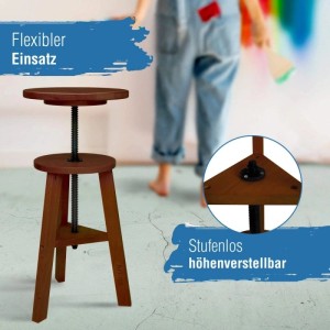Artina Arles Malhocker aus Nussbaumholz, höhenverstellbar für Künstlerbedarf.