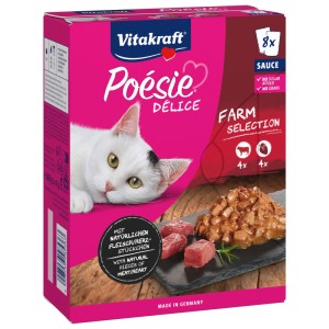 Vitakraft Poesie Delice Farm Selection Katzen-Nassfutter, 8 x 85g Packung mit Rind und Herz.