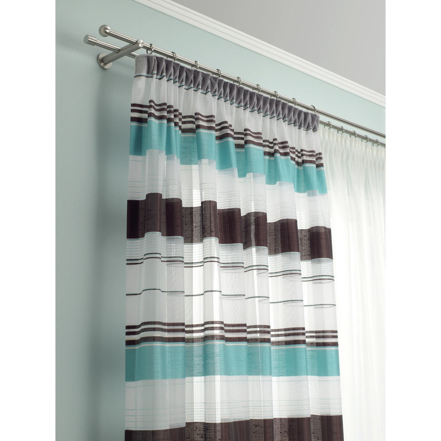 Gardinia Gardinenstange New York, Edelstahl-Optik, 120 cm, mit Vorhang.