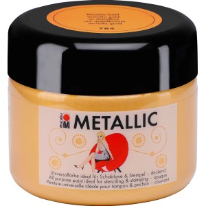 Marabu Metallic Farbe, deckend, 225ml, Metallic-Gold. Acrylfarbe für Wand-Akzente, Basteln und Schablonieren.