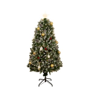 Grüner künstlicher Weihnachtsbaum Luca Lighting Elara, 150 cm, beleuchtet mit Fibre Optic, Schnee-Optik, Deko.