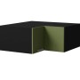 Eckaufsatzschrank Brerra in Schwarz mit matter farngrün Front. Moderner Küchenschrank 90x90cm mit Metallgriff.