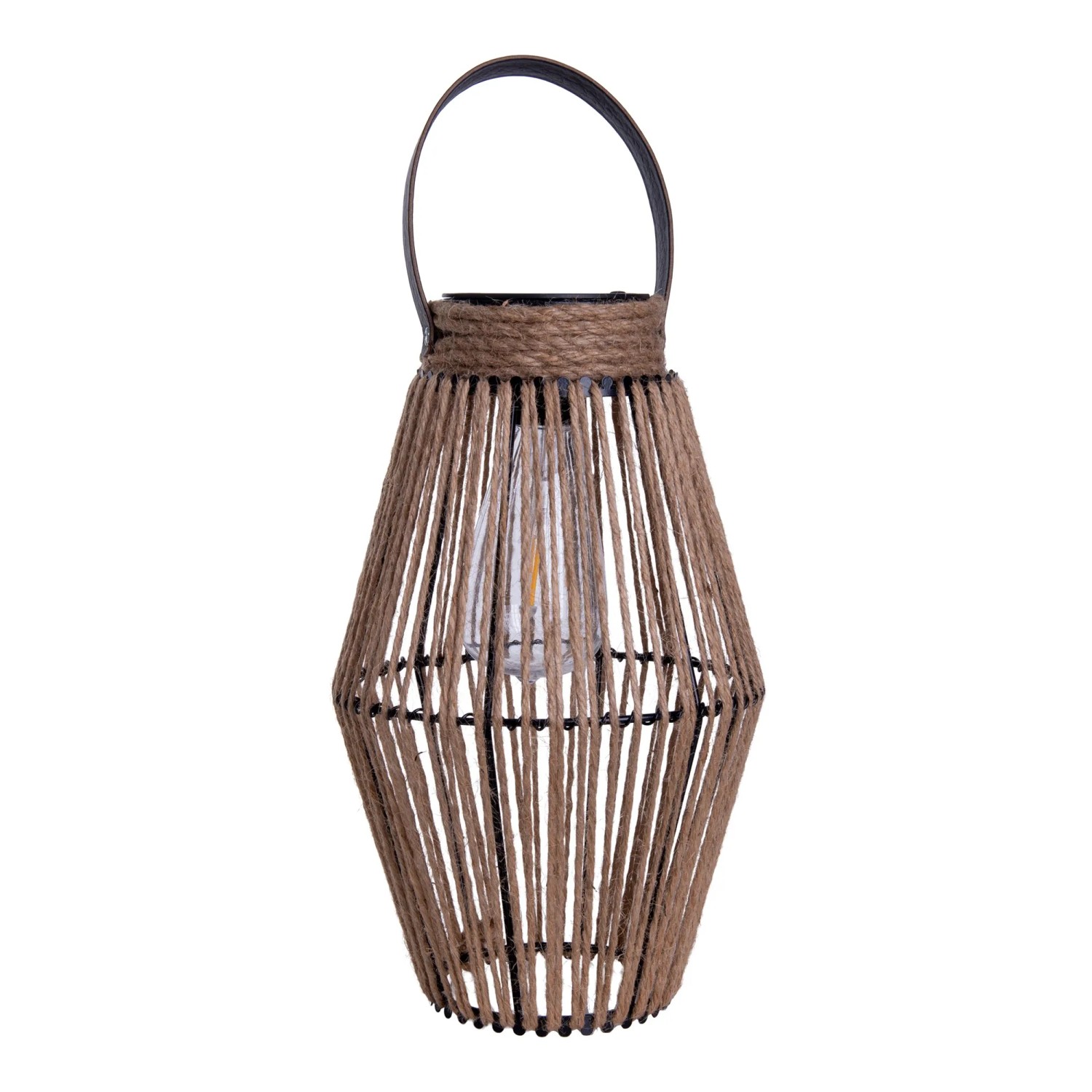 Näve LED-Solarleuchte Korbinian, Natur/Dunkel, Ø 18x30cm. Deko-Leuchte mit warmweißem Licht.