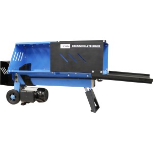 Güde Holzspalter GHS 370/4TE: Kompakter, blauer Holzspalter mit Ablagetisch und Sicherheitsvorrichtung.