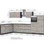 Held Möbel Winkelküche Turin, 360x240 cm, Graphit-Wotaneiche, mit E-Geräten. Maße und Details der Einbauküche.