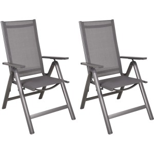 2er Set Garden Pleasure Hochlehner Lenola, klappbare Gartenstühle mit Aluminiumgestell und Textilbespannung.