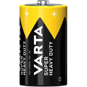 Varta Superlife D Batterie, 2er-Pack. Gelb-schwarze Monozelle für Niedrigstromgeräte.