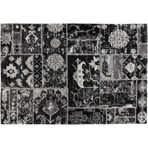 Kayoom Teppich River, schwarz-grau, 155x230 cm, Kurzflorteppich im Vintage-Design.