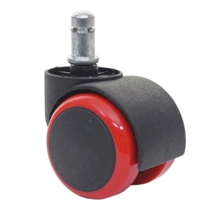 Hartbodenrolle, rot/schwarz, 5er Set für Bürostühle, mit Stift und Doppelrolle.