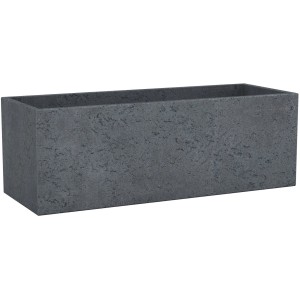 Rechteckiger, anthrazitfarbener Pflanzkübel C-Cube Long 80 cm im Beton-Look von Scheurich.