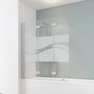 Schulte Badewannenaufsatz, 3-teilig, Alu Natur, Dekor Liane, 140x125 cm, als Duschabtrennung.