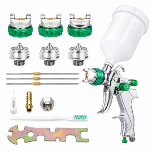TRUTZHOLM HVLP Lackierpistole mit 3 Edelstahldüsen 1,4mm 1,7mm 2,0mm 600ml Becher