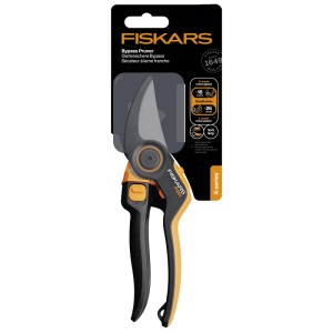 Fiskars Gartenschere Bypass P981 X-Series, DualAction, orange-schwarz, verpackt.