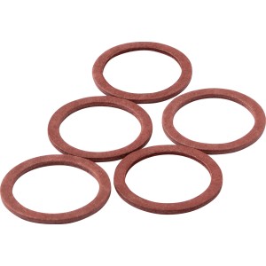 Fünf KÖRO Fiber-Ringe, 23x30x2 mm, rotbraun, für Abdichtung und Trinkwasser.