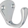 Glänzender, verchromter Wandhaken 583 aus Metall mit zwei Bohrlöchern zur einfachen Montage.