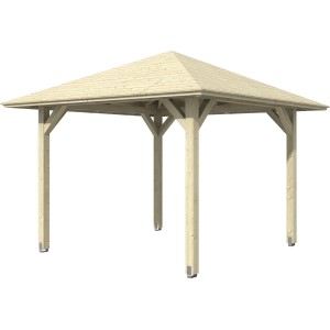Unbehandelter Holz-Pavillon Cannes 1 von Skan Holz, 294x294 cm, für den Garten.