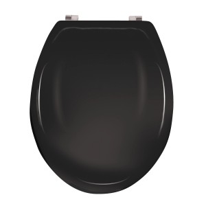 MSV WC-Sitz Cleo, MDF, schwarz glänzend, mit Edelstahlscharnieren.