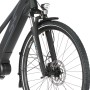 Detailaufnahme des Vorderrads vom Fischer E-Bike Trekking-Rad Viator 4.1i Damen, mit Federgabel und Scheibenbremse.