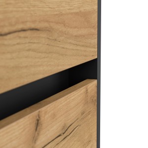 Detailaufnahme: Posseik Sideboard Industrial C, Grafit/Eiche, Schublade mit Greifraum.