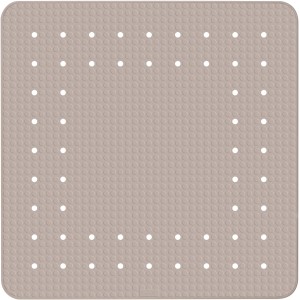 Quadratische Wenko Duscheinlage Mirasol in Taupe mit Noppen und Löchern für sicheren Halt.